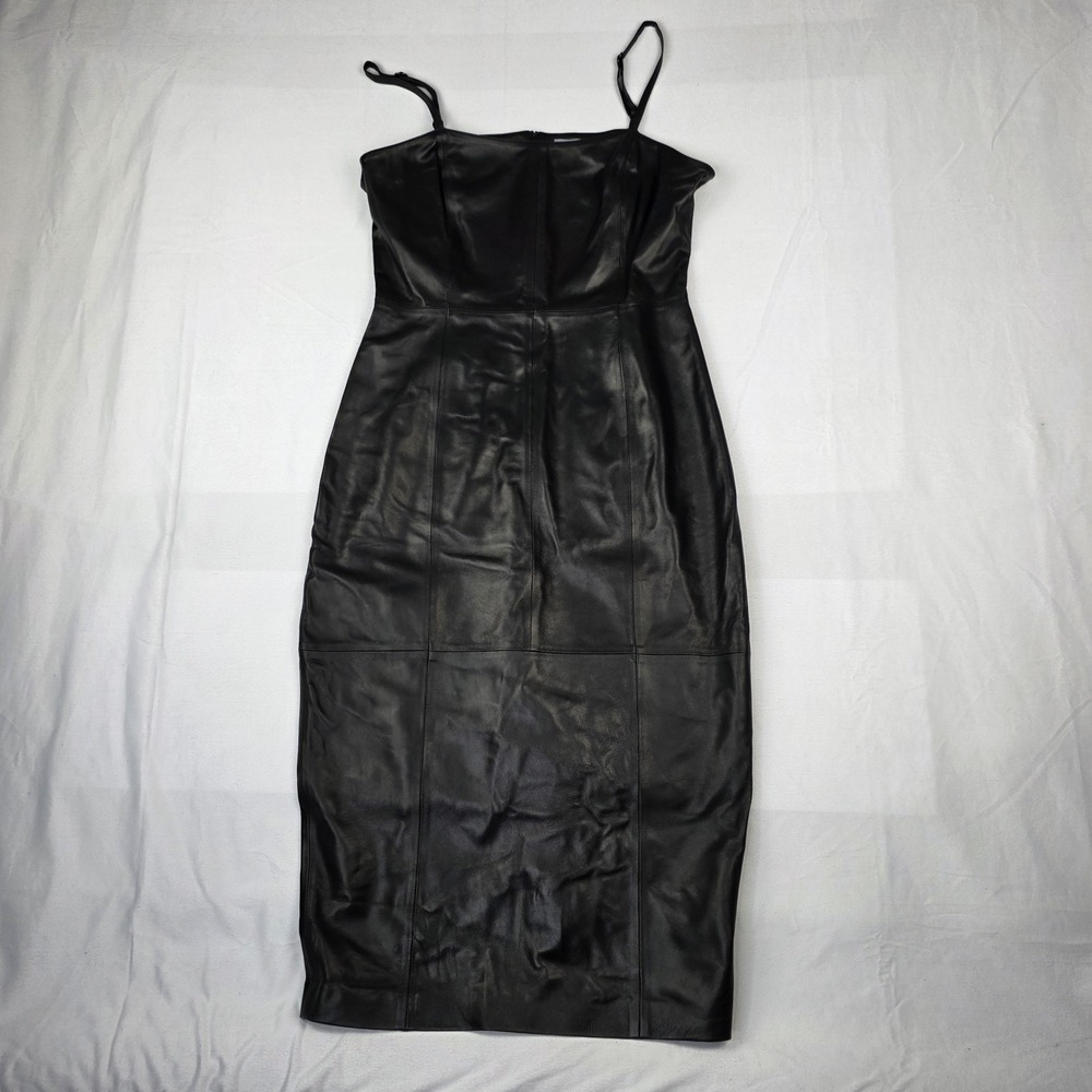 Antonio Melani Dress Womens Size 8 Drs Morgan Sheath Genuine Black Leather New